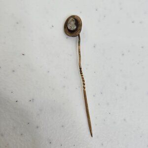 Victorian Cameo Stick Pin Carved Red Gold Tone Vintage‎ Antique Twist